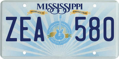 MS license plate ZEA580