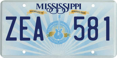 MS license plate ZEA581