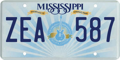 MS license plate ZEA587