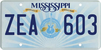 MS license plate ZEA603