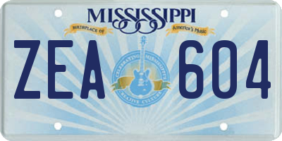 MS license plate ZEA604