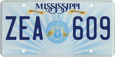 MS license plate ZEA609