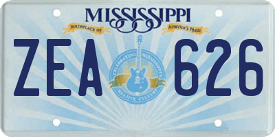 MS license plate ZEA626