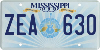 MS license plate ZEA630