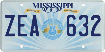 MS license plate ZEA632