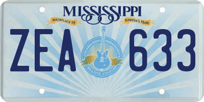 MS license plate ZEA633