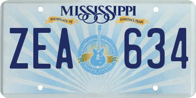 MS license plate ZEA634
