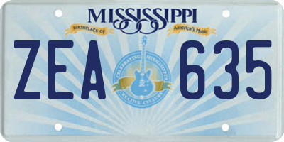 MS license plate ZEA635