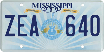 MS license plate ZEA640
