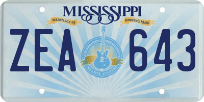 MS license plate ZEA643