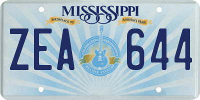 MS license plate ZEA644