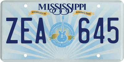 MS license plate ZEA645