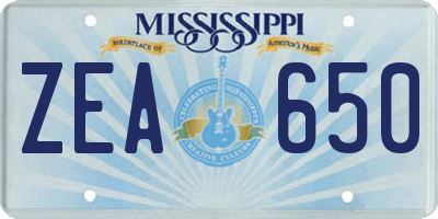 MS license plate ZEA650