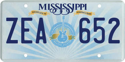 MS license plate ZEA652