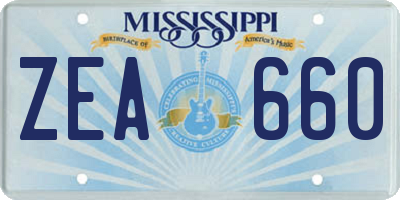 MS license plate ZEA660