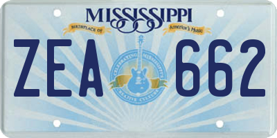 MS license plate ZEA662