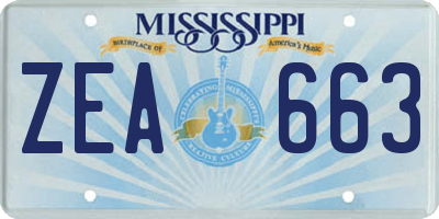 MS license plate ZEA663