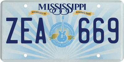MS license plate ZEA669