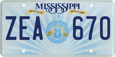 MS license plate ZEA670