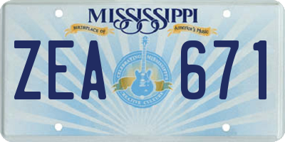 MS license plate ZEA671