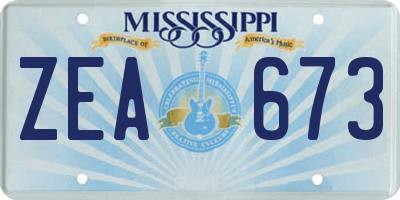 MS license plate ZEA673