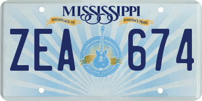 MS license plate ZEA674