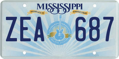 MS license plate ZEA687
