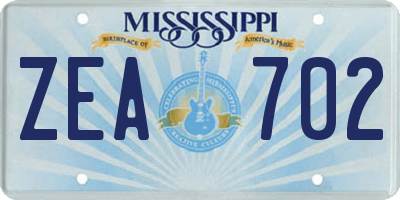 MS license plate ZEA702