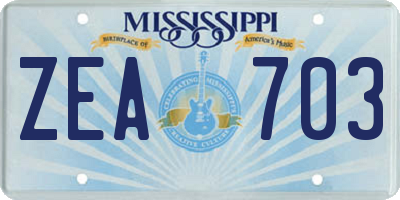 MS license plate ZEA703