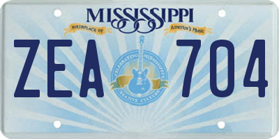 MS license plate ZEA704