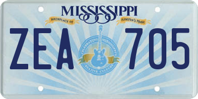 MS license plate ZEA705