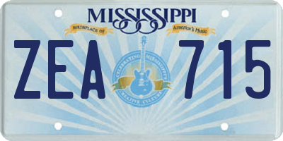 MS license plate ZEA715
