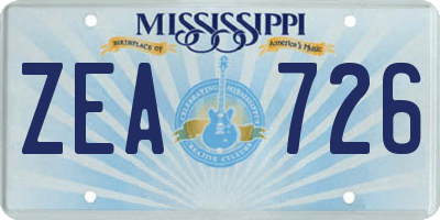 MS license plate ZEA726