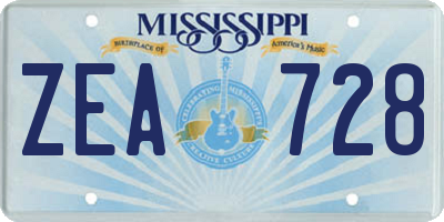 MS license plate ZEA728