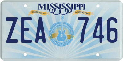MS license plate ZEA746