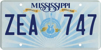 MS license plate ZEA747