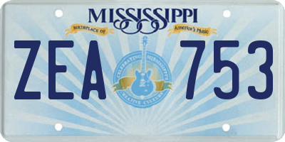 MS license plate ZEA753