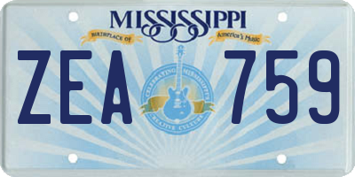 MS license plate ZEA759