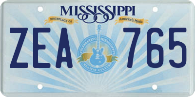 MS license plate ZEA765