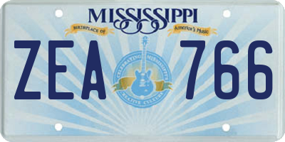 MS license plate ZEA766