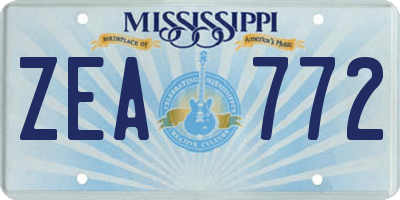 MS license plate ZEA772