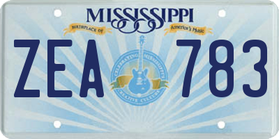 MS license plate ZEA783