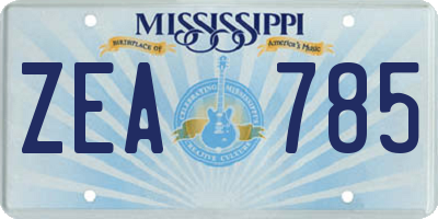 MS license plate ZEA785