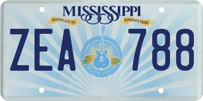 MS license plate ZEA788