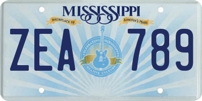 MS license plate ZEA789