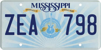 MS license plate ZEA798