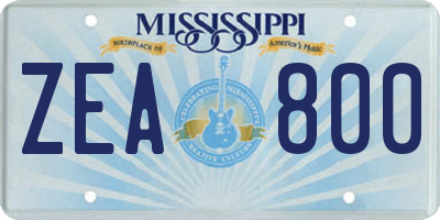 MS license plate ZEA800