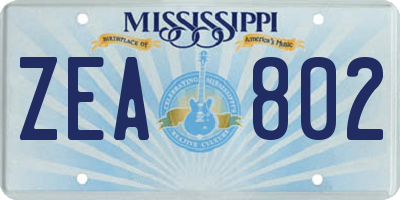 MS license plate ZEA802