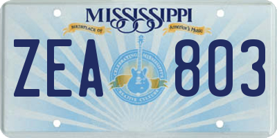 MS license plate ZEA803