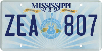 MS license plate ZEA807